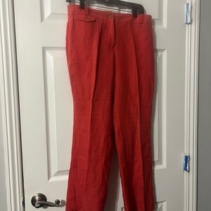 LOFT Women's Red Wide Leg Pants 100% Linen